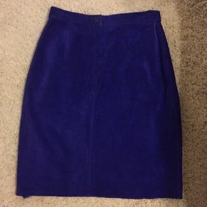 Vintage suede blue skirt. Real genuine leather.